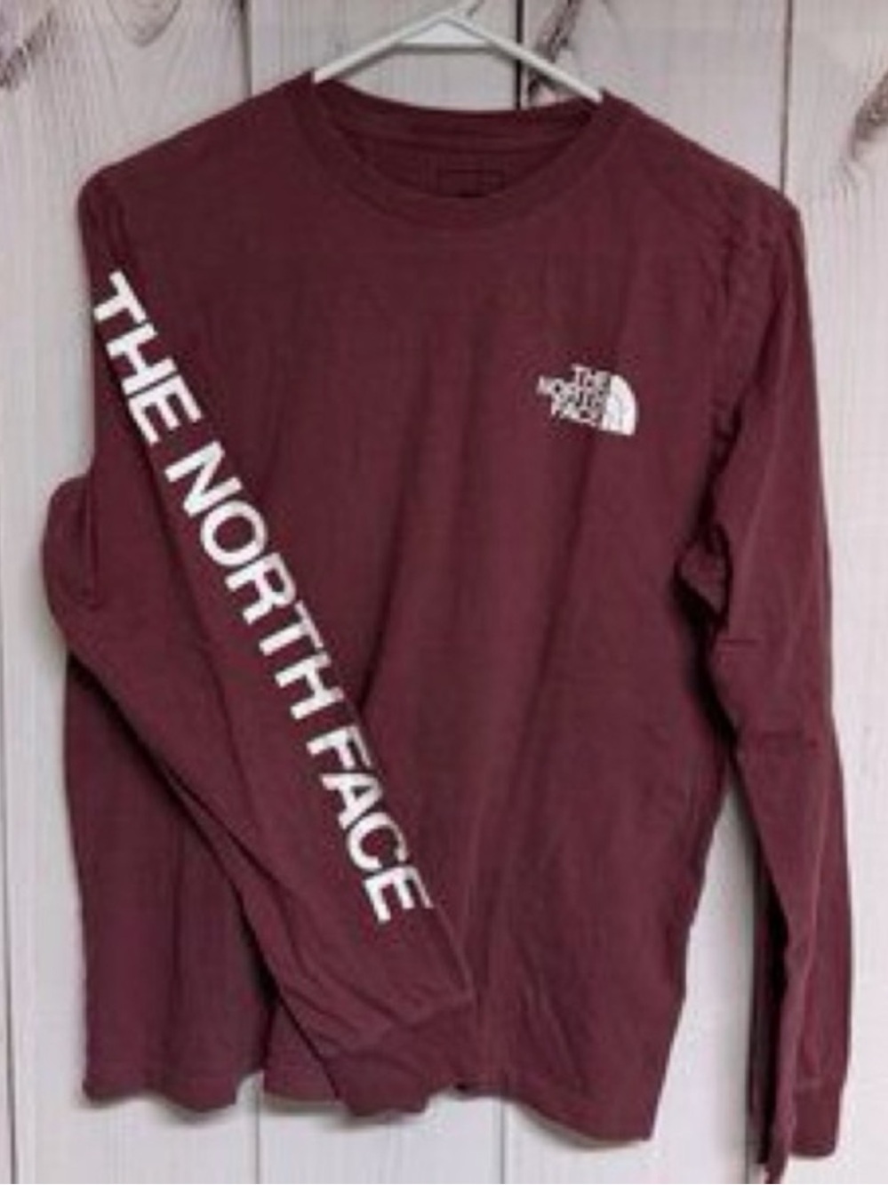 The North Face Maroon Long Sleeve Logo Tee